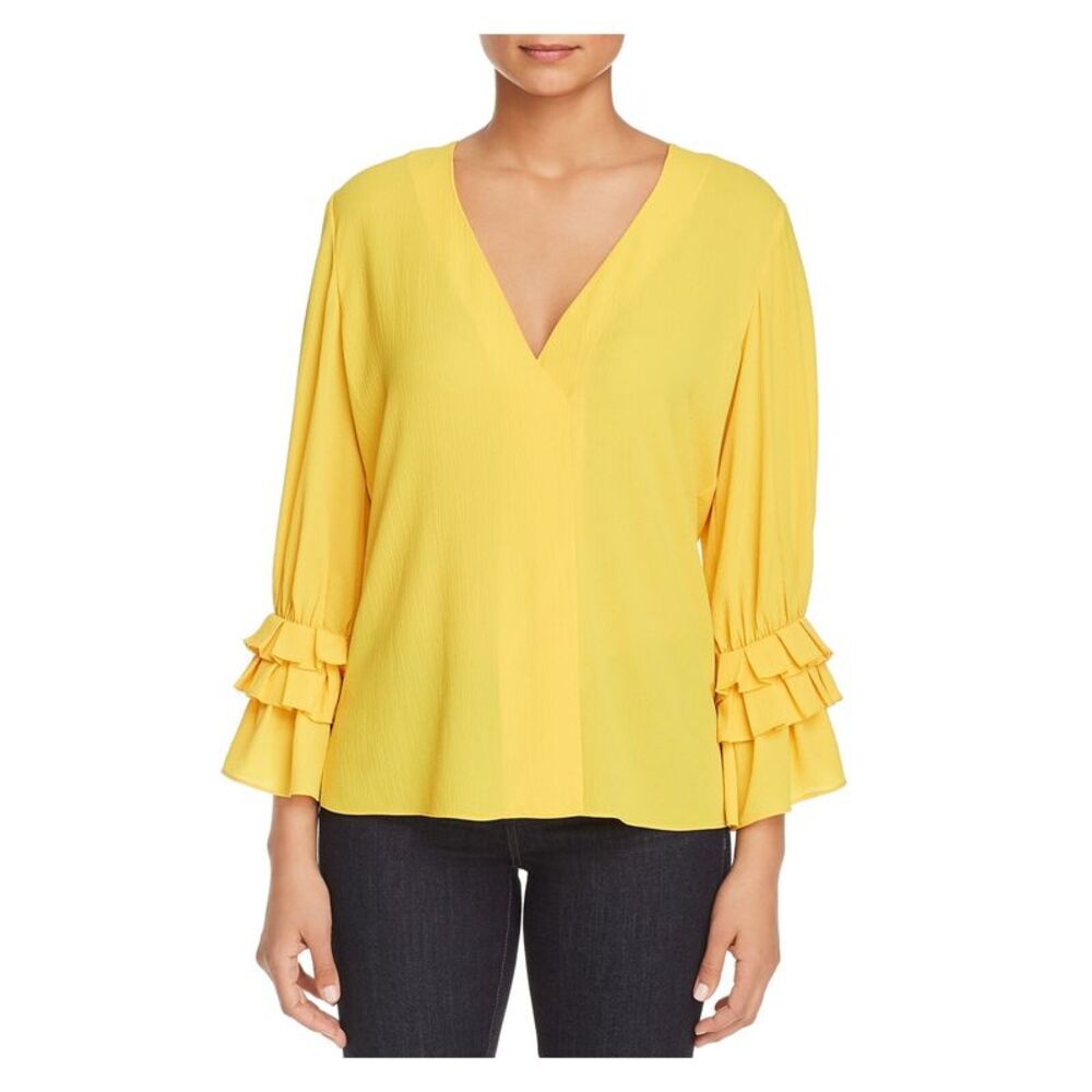 LE GALI Womens Bell Sleeve V Neck Top